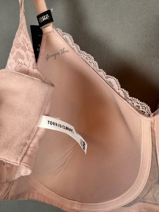 Torrid Blush Pink Lace Wire-Free Full Coverage Bra size 42G - Picture 7 of 12